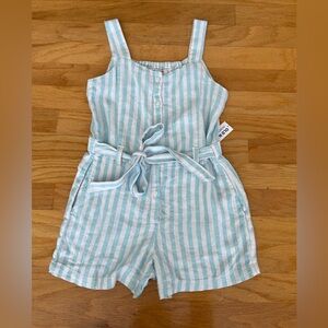 Blue and white striped romper